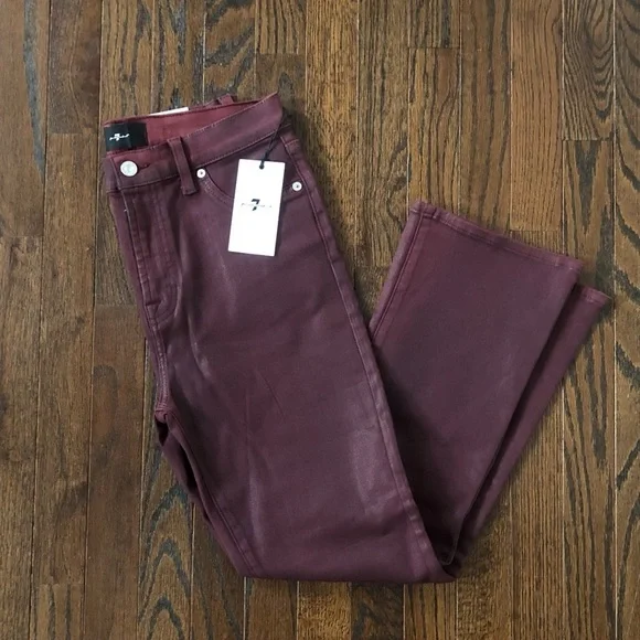 7 for all Mankind Women’s 29 High Waist Slim Kick Cropped Jeans in Ruby - NWT! - Picture 3 of 16